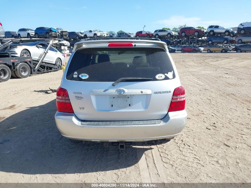 2001 Toyota Highlander V6 VIN: JTEGF21A910019269 Lot: 40804280