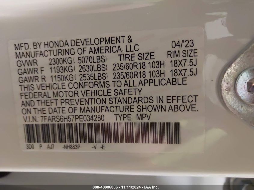 2023 HONDA CR-V HYBRID SPORT - 7FARS6H57PE034280