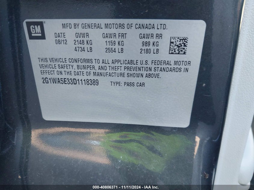 2013 CHEVROLET IMPALA LS - 2G1WA5E33D1118389