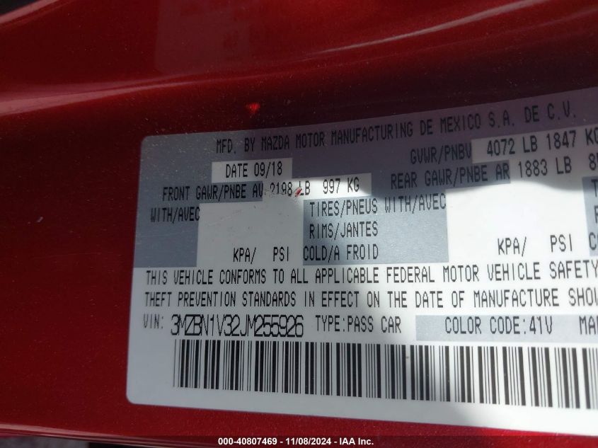 2018 MAZDA MAZDA3 TOURING - 3MZBN1V32JM255926