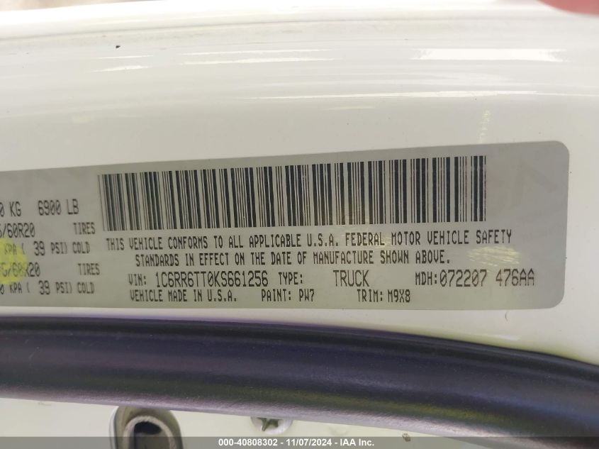 2019 RAM 1500 CLASSIC SLT - 1C6RR6TT0KS661256