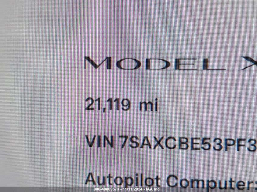 2023 Tesla Model X Dual Motor All-Wheel Drive/Standard Range VIN: 7SAXCBE53PF378415 Lot: 40809573