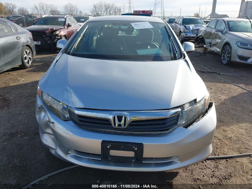 2012 Honda Civic Lx VIN: 2HGFB2F5XCH584993 Lot: 40810168