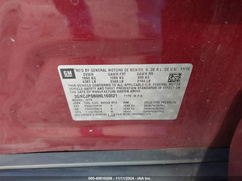 2018 CHEVROLET TRAX LT - KL7CJPSB8JB515445