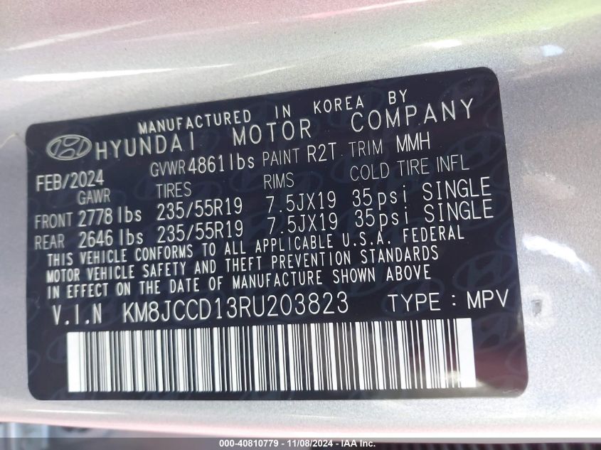2024 HYUNDAI TUCSON HYBRID VIN: KM8JCCD13RU203823