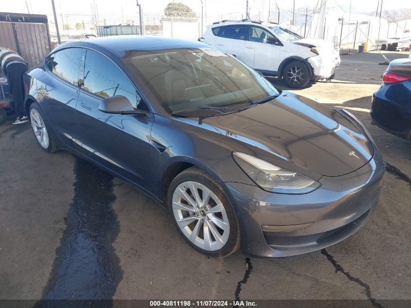 VIN 5YJ3E1EBXNF124073 2022 TESLA MODEL 3 no.1