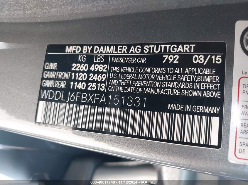 2015 MERCEDES-BENZ CLS 400 WDDLJ6FBXFA151331