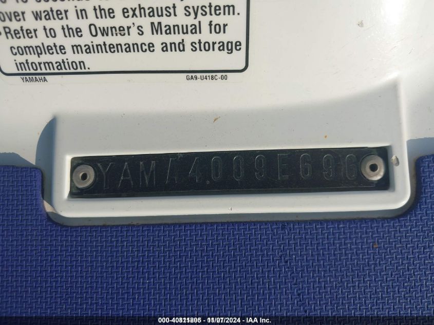 1996 Yamaha Waverunner VIN: YAMA4009E696 Lot: 40811805