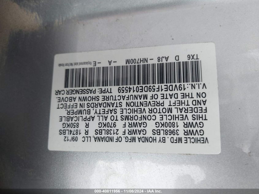 2013 ACURA ILX 20 PREMIUM - 19VDE1F59DE014559