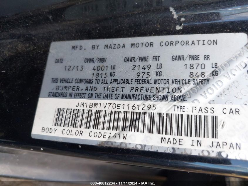 2014 MAZDA MAZDA3 I TOURING - JM1BM1V70E1161295