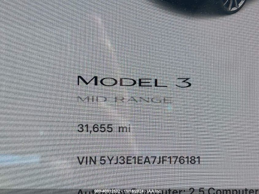 2018 Tesla Model 3 VIN: 5YJ3E1EA7JF176181 Lot: 40812532