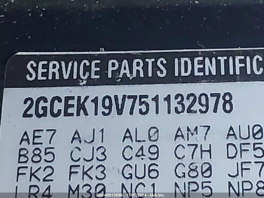 2005 Chevrolet Silverado 1500 Z71 VIN: 2GCEK19V751132978 Lot: 40813596