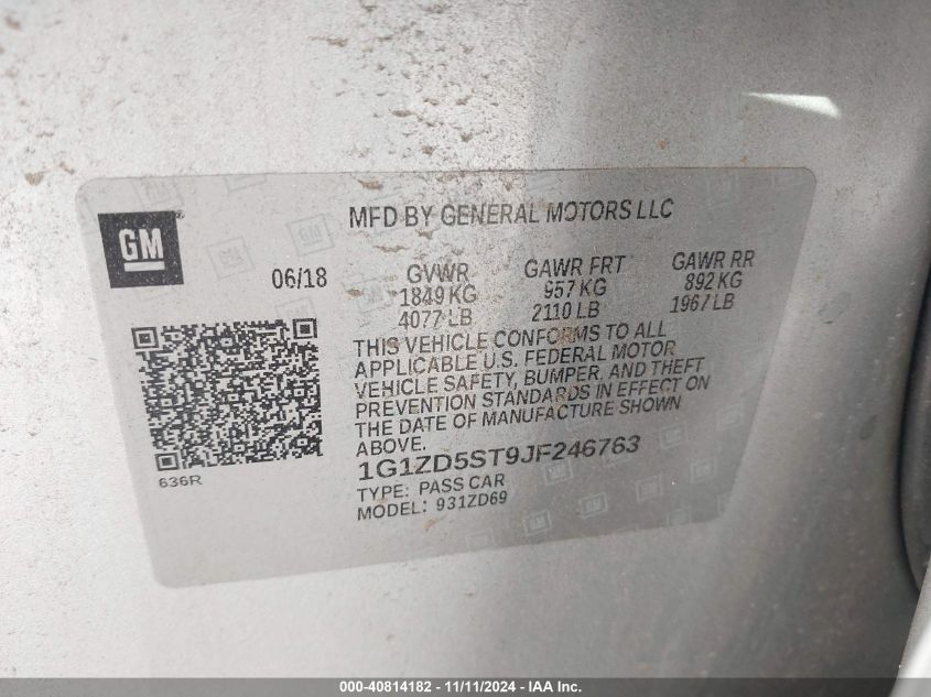 2018 CHEVROLET MALIBU LT - 1G1ZD5ST9JF246763