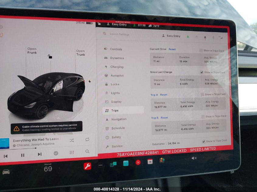 2022 Tesla Model Y Long Range Dual Motor All-Wheel Drive VIN: 7SAYGAEE8NF428841 Lot: 40814328