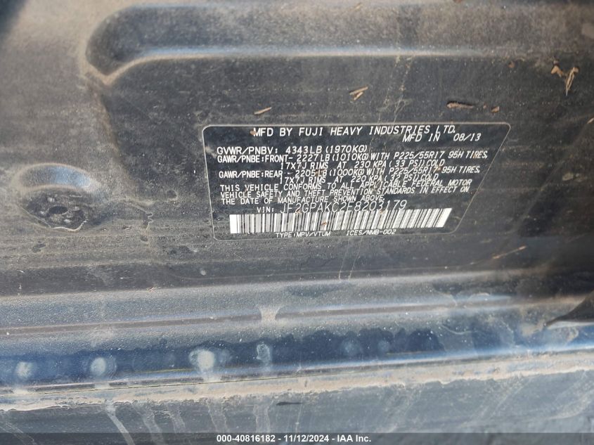 2014 SUBARU XV CROSSTREK 2.0I LIMITED - JF2GPAKC2E8203179