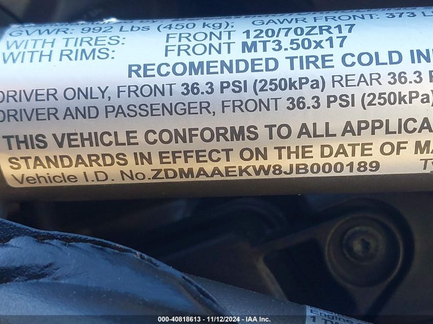 2018 DUCATI MULTISTRADA 1260/1260 S/1260 S DLAIR/1260 PIKES PEAK - ZDMAAEKW8JB000189