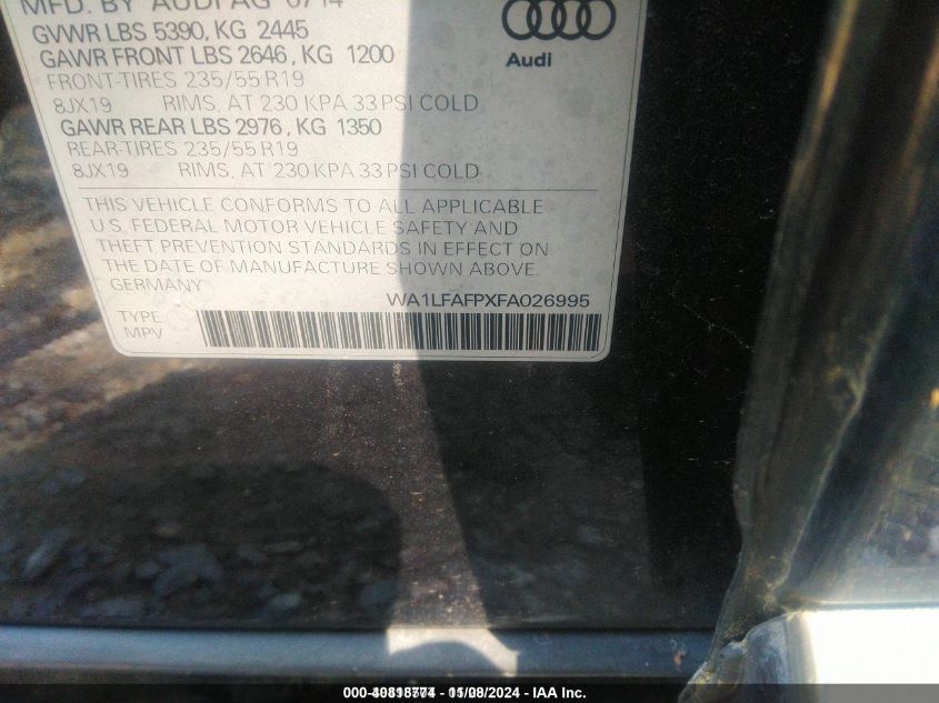 VIN WA1LFAFPXFA026995 2015 Audi Q5, 2.0T Premium no.9