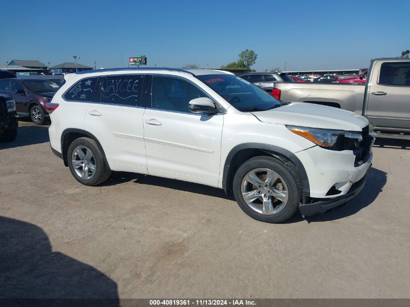 2014 Toyota Highlander Limited V6 VIN: 5TDYKRFHXES012496 Lot: 40819361