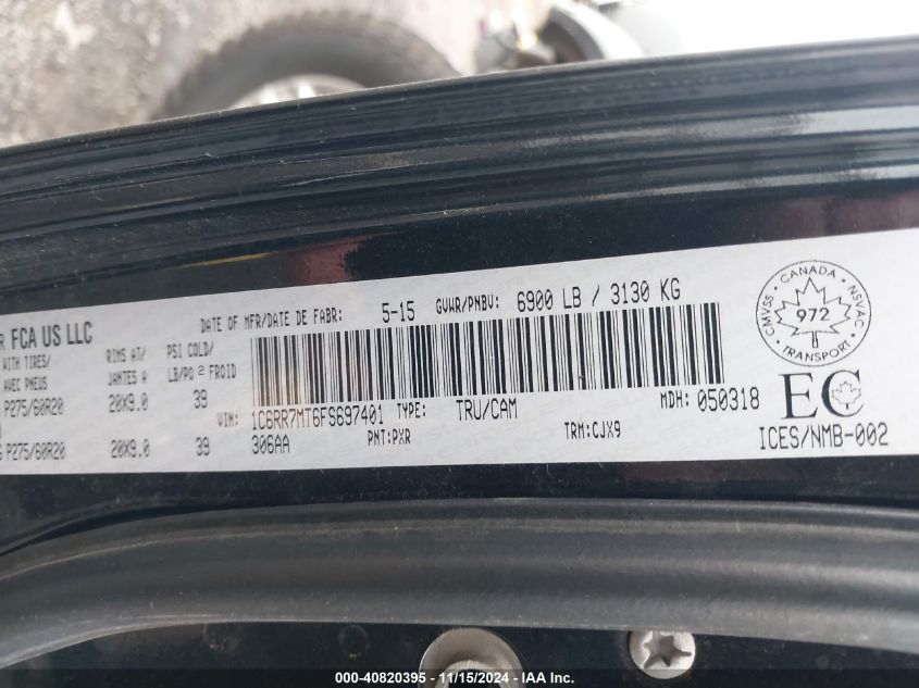 2015 RAM 1500 SPORT - 1C6RR7MT6FS697401