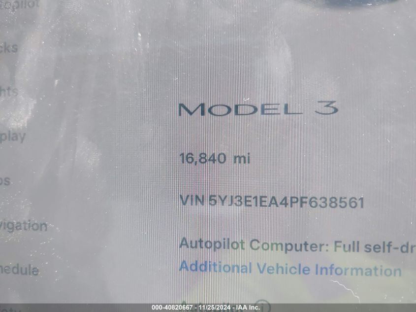 VIN 5YJ3E1EA4PF638561 2023 Tesla Model 3, Rear-Whee... no.15