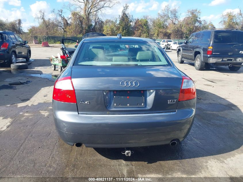 2004 Audi A4 1.8T VIN: WAULC68E54A186476 Lot: 40821137