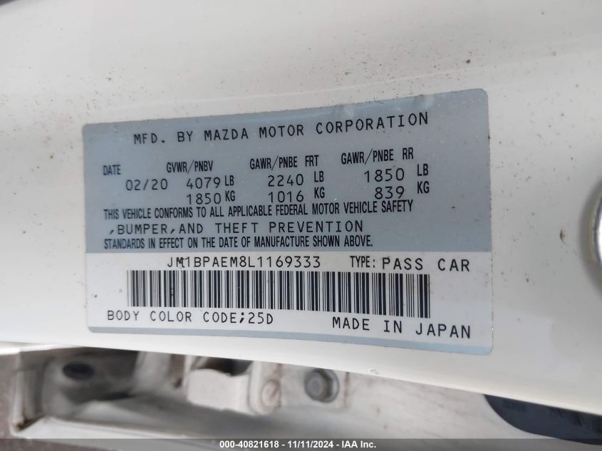 VIN JM1BPAEM8L1169333 2020 MAZDA MAZDA3 no.9