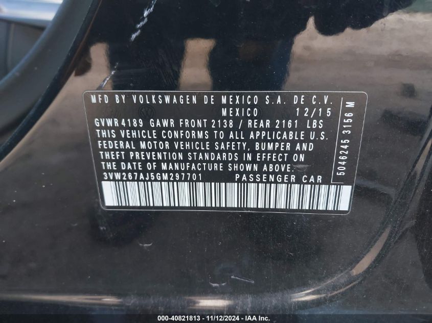 2016 VOLKSWAGEN JETTA 1.4T S - 3VW267AJ5GM297701