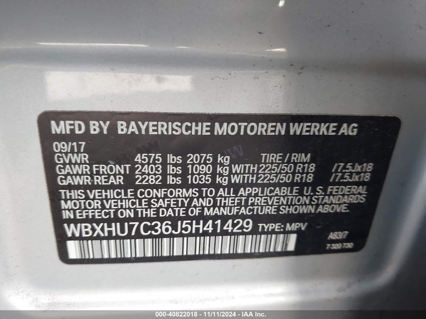 2018 BMW X1 SDRIVE28I VIN: WBXHU7C36J5H41429