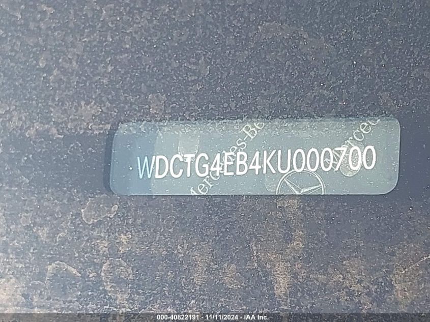 2019 MERCEDES-BENZ GLA 250 - WDCTG4EB4KU000700