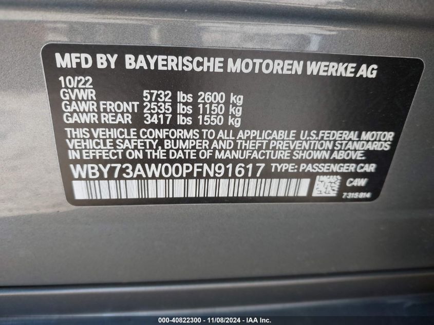 2023 BMW I4 EDRIVE40 - WBY73AW00PFN91617