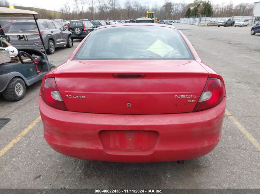 2002 Dodge Neon Se VIN: 1B3ES46C82D633920 Lot: 40822435