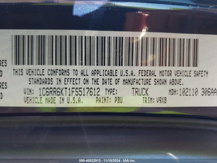 VIN 1C6RR6KT1FS517612 2015 RAM 1500, Express no.9