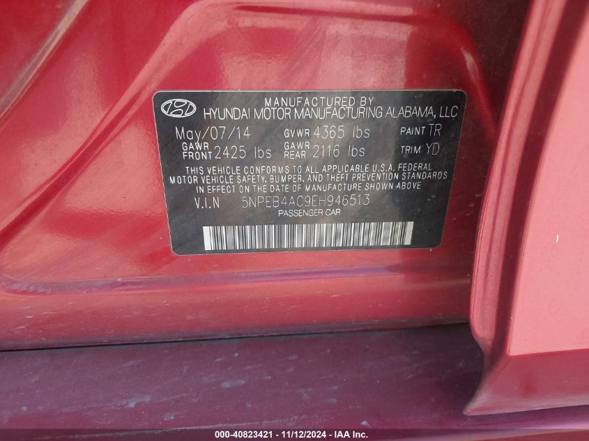 VIN 5NPEB4AC9EH946513 2014 HYUNDAI SONATA no.9