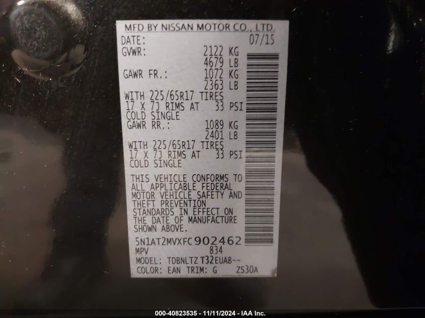 2015 NISSAN ROGUE SV - 5N1AT2MVXFC902462