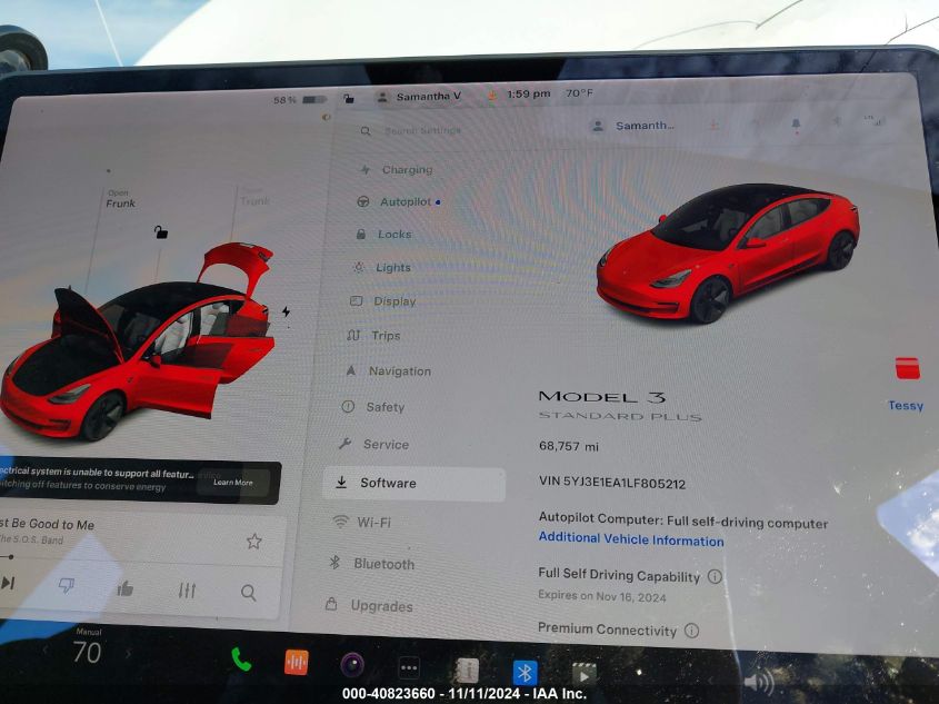 2020 Tesla Model 3 Standard Range Plus Rear-Wheel Drive/Standard Range Rear-Wheel Drive VIN: 5YJ3E1EA1LF805212 Lot: 40823660