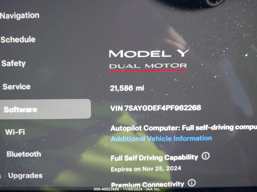 2023 Tesla Model Y Performance Dual Motor All-Wheel Drive VIN: 7SAYGDEF4PF962268 Lot: 40823686