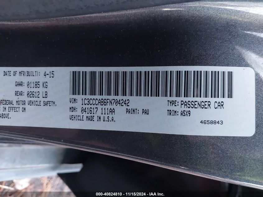 2015 CHRYSLER 200 LIMITED - 1C3CCCAB6FN704242