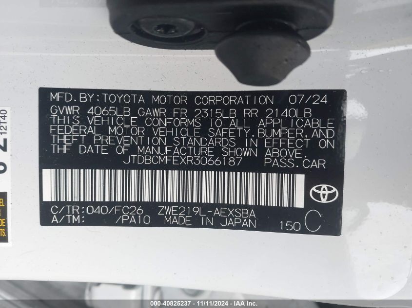 2024 TOYOTA COROLLA LE/SE/XLE/NIGHT SHADE - JTDBCMFEXR3066187