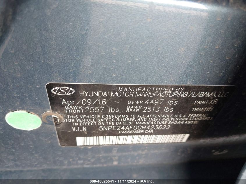 2016 HYUNDAI SONATA SE - 5NPE24AF0GH423622