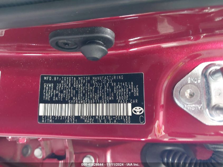 2024 TOYOTA COROLLA LE - 5YFB4MDE9RP116651