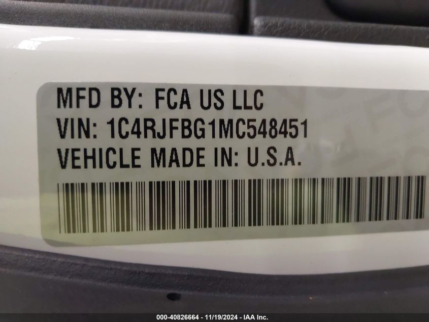 2021 Jeep Grand Cherokee Limited 4X4 VIN: 1C4RJFBG1MC548451 Lot: 40826664