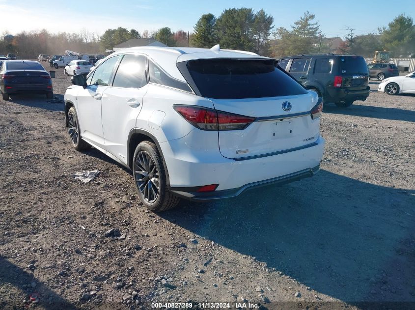 2022 Lexus Rx 450H F Sport Handling VIN: 2T2YGMDA4NC092781 Lot: 40827289