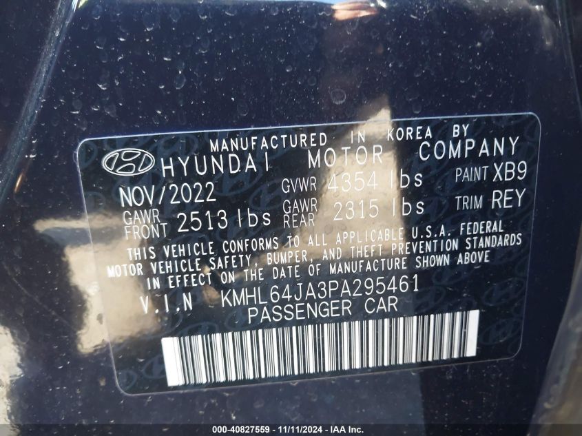 2023 Hyundai Sonata Sel VIN: KMHL64JA3PA295461 Lot: 40827559