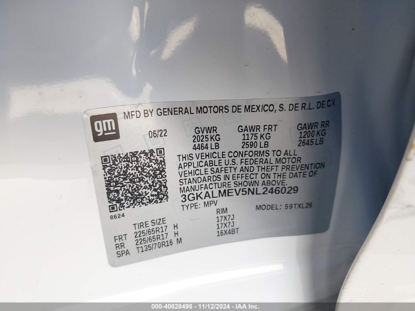 2022 GMC Terrain Fwd Sle VIN: 3GKALMEV5NL246029 Lot: 40828495