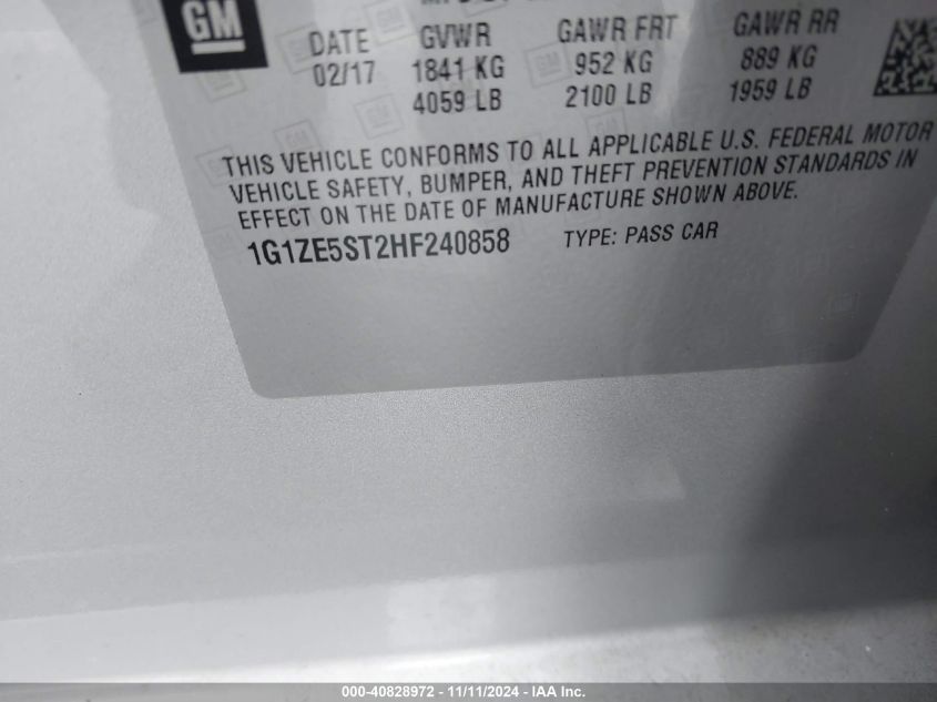 2017 CHEVROLET MALIBU 1LT - 1G1ZE5ST2HF240858