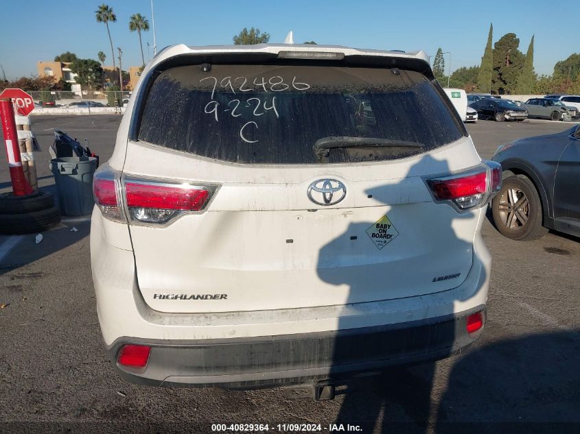 2015 Toyota Highlander Limited Platinum V6 VIN: 5TDYKRFH8FS057891 Lot: 40829364