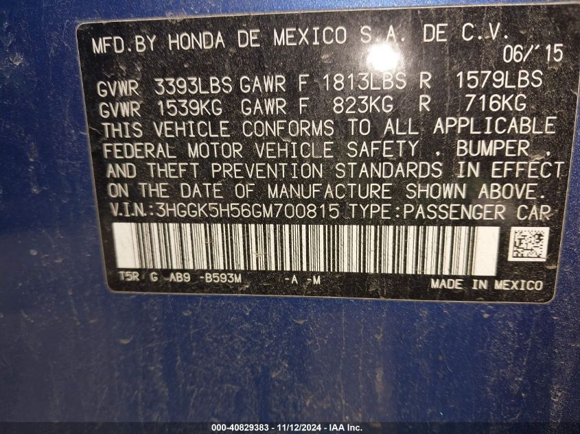 2016 HONDA FIT LX - 3HGGK5H56GM700815