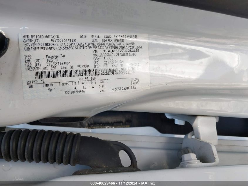 2018 FORD FOCUS VIN: 1FADP3F27JL263857