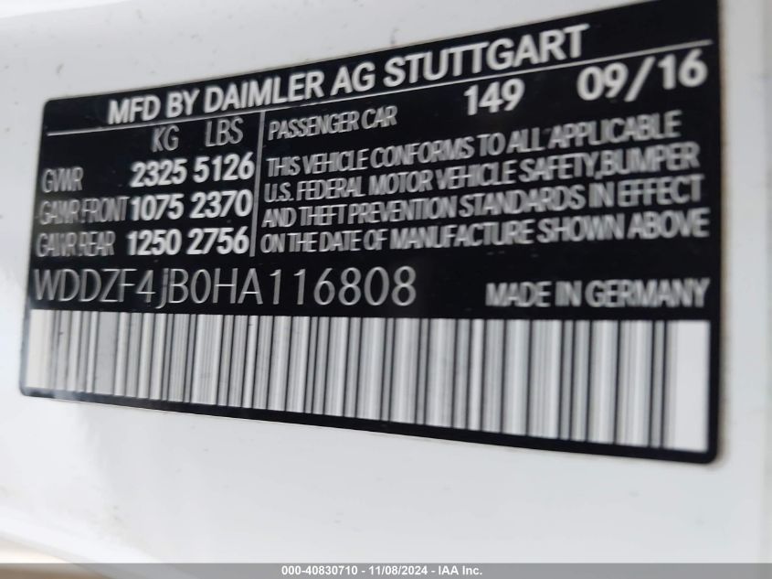 VIN WDDZF4JB0HA116808 2017 Mercedes-Benz E 300 no.9