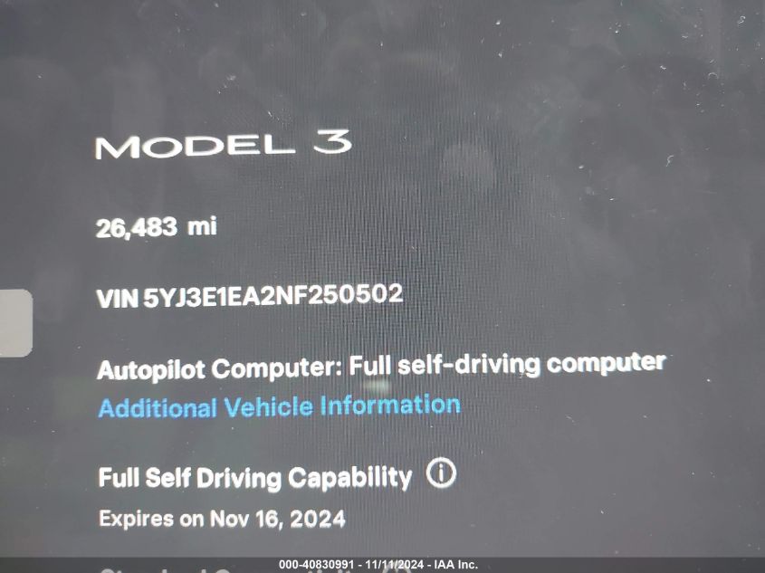 2022 TESLA MODEL 3 REAR-WHEEL DRIVE - 5YJ3E1EA2NF250502